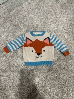 Hatley Cream, Orange & Blue Fox Knit Sweater